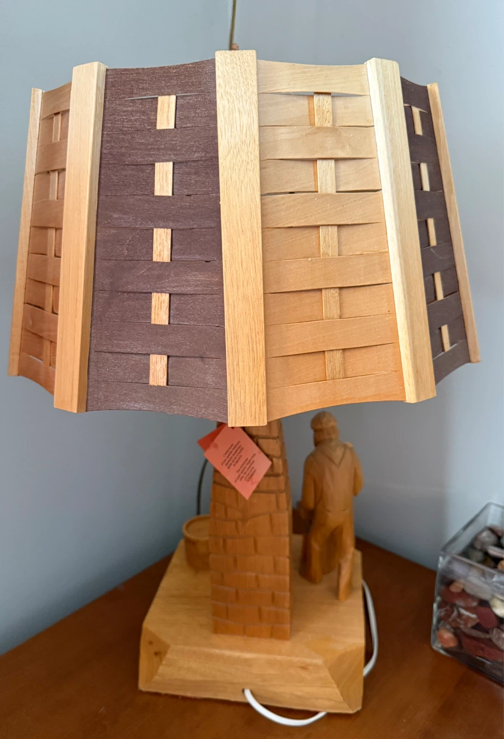 Vintage Caron Hand Carved Canadian Folklore Art  Lamp - photo 4