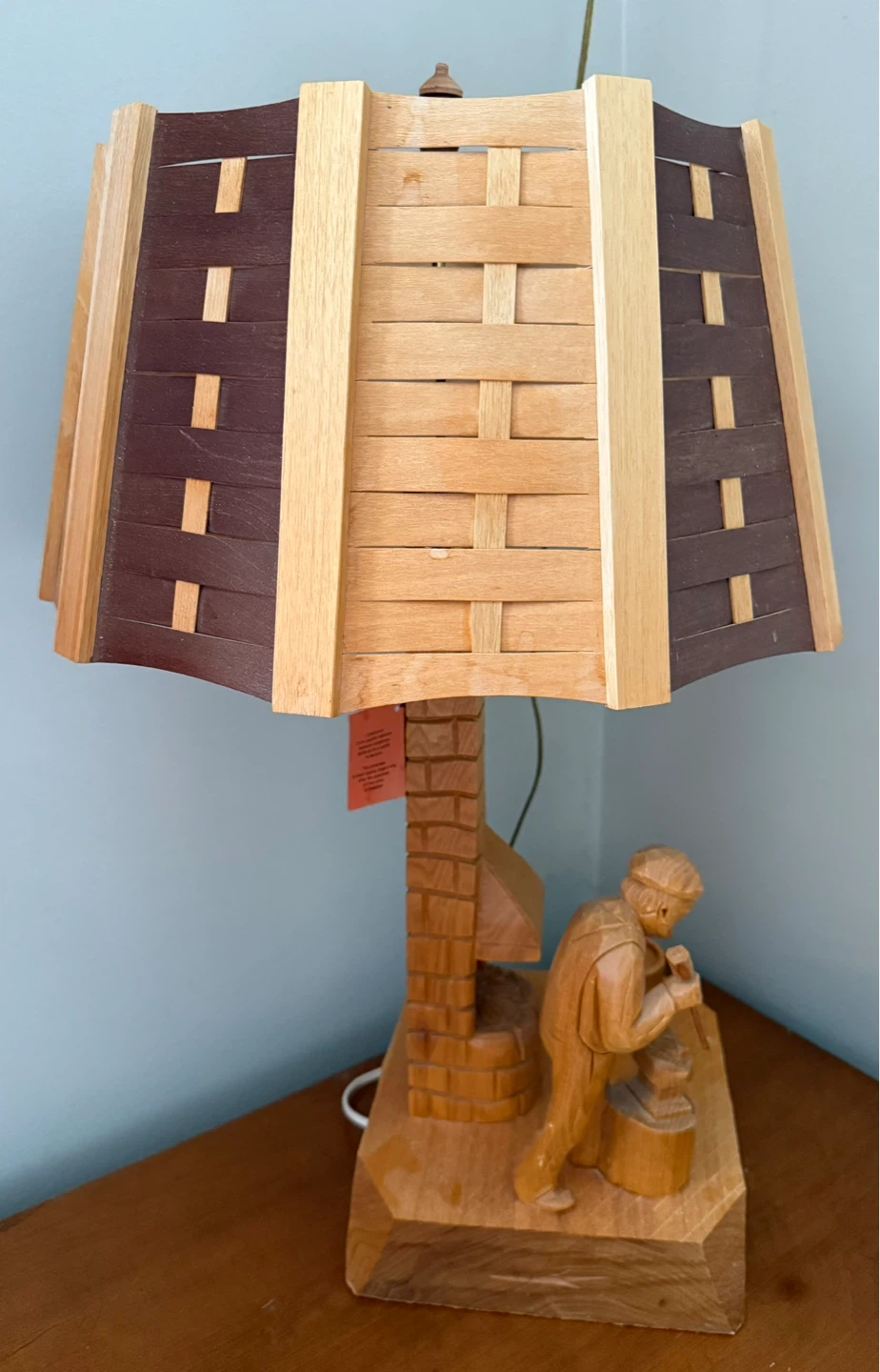 Vintage Caron Hand Carved Canadian Folklore Art  Lamp - photo 5