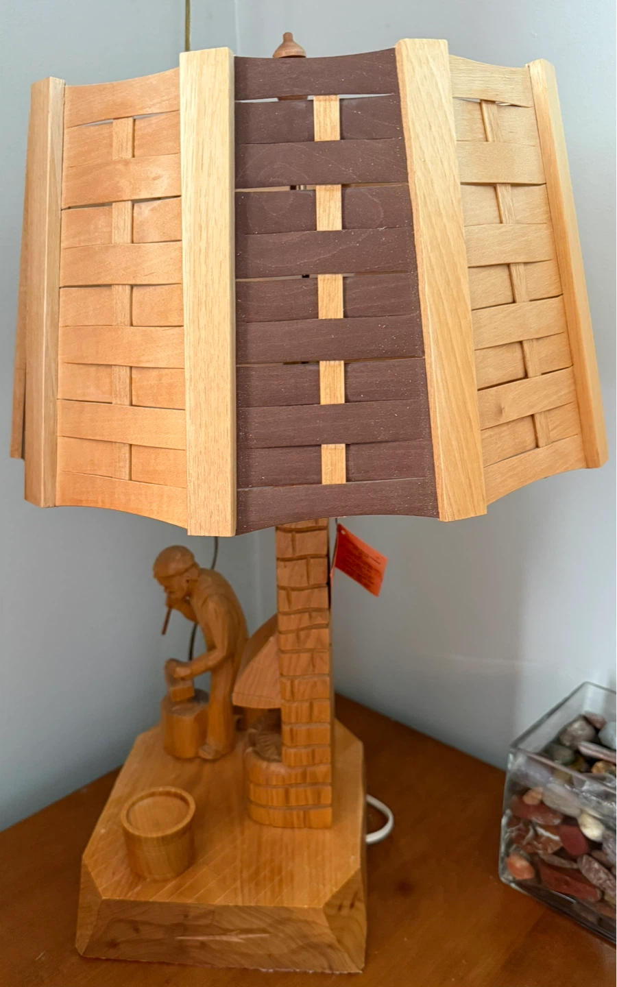 Vintage Caron Hand Carved Canadian Folklore Art  Lamp - photo 3