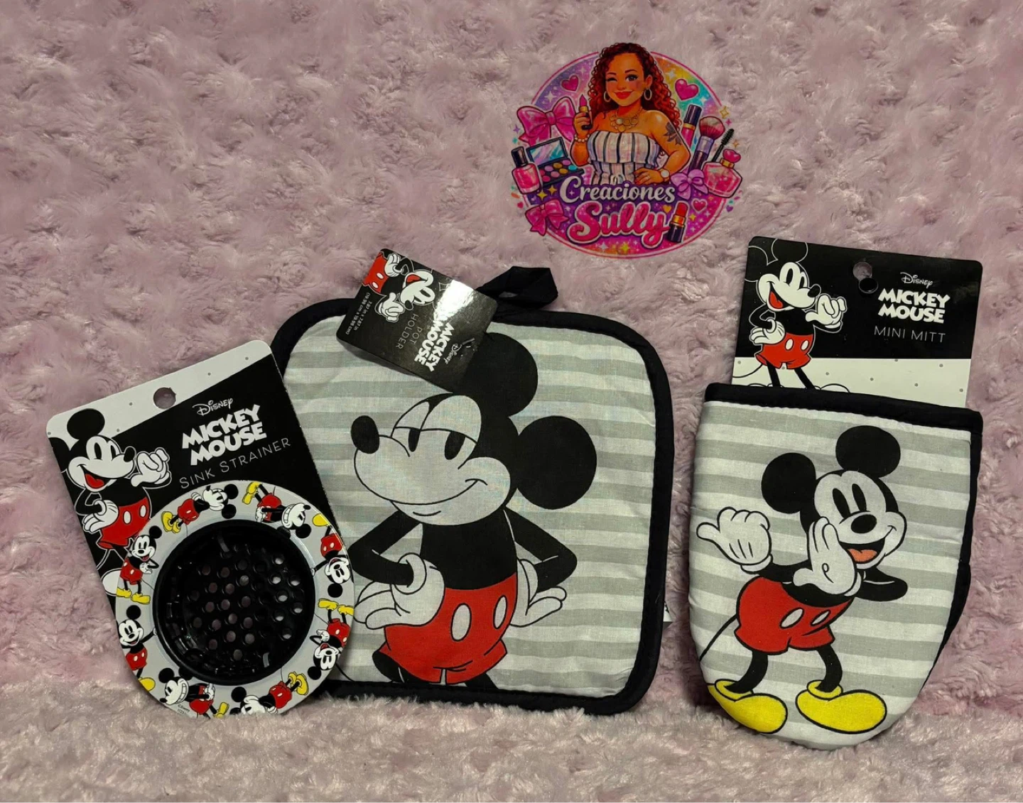 Disney Mickey Kitchen Set: Pot Holder, Mini Mitt & Sink Strainer