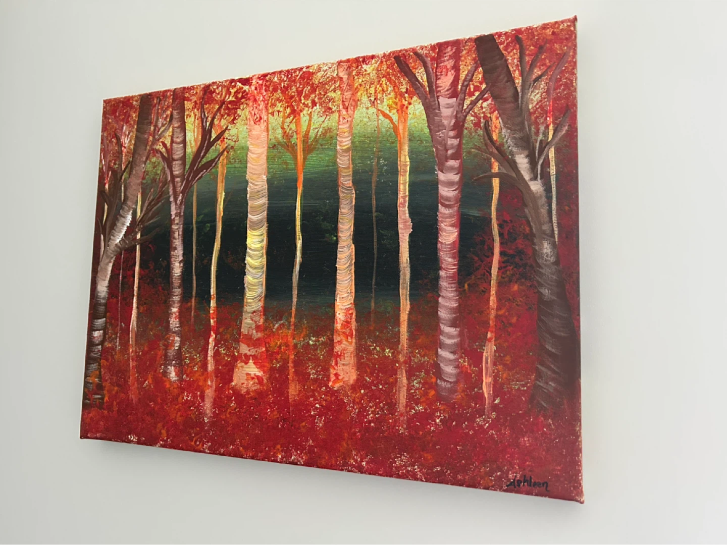Autumn Forest Acrylic Painting 12x16 inches - photo 3