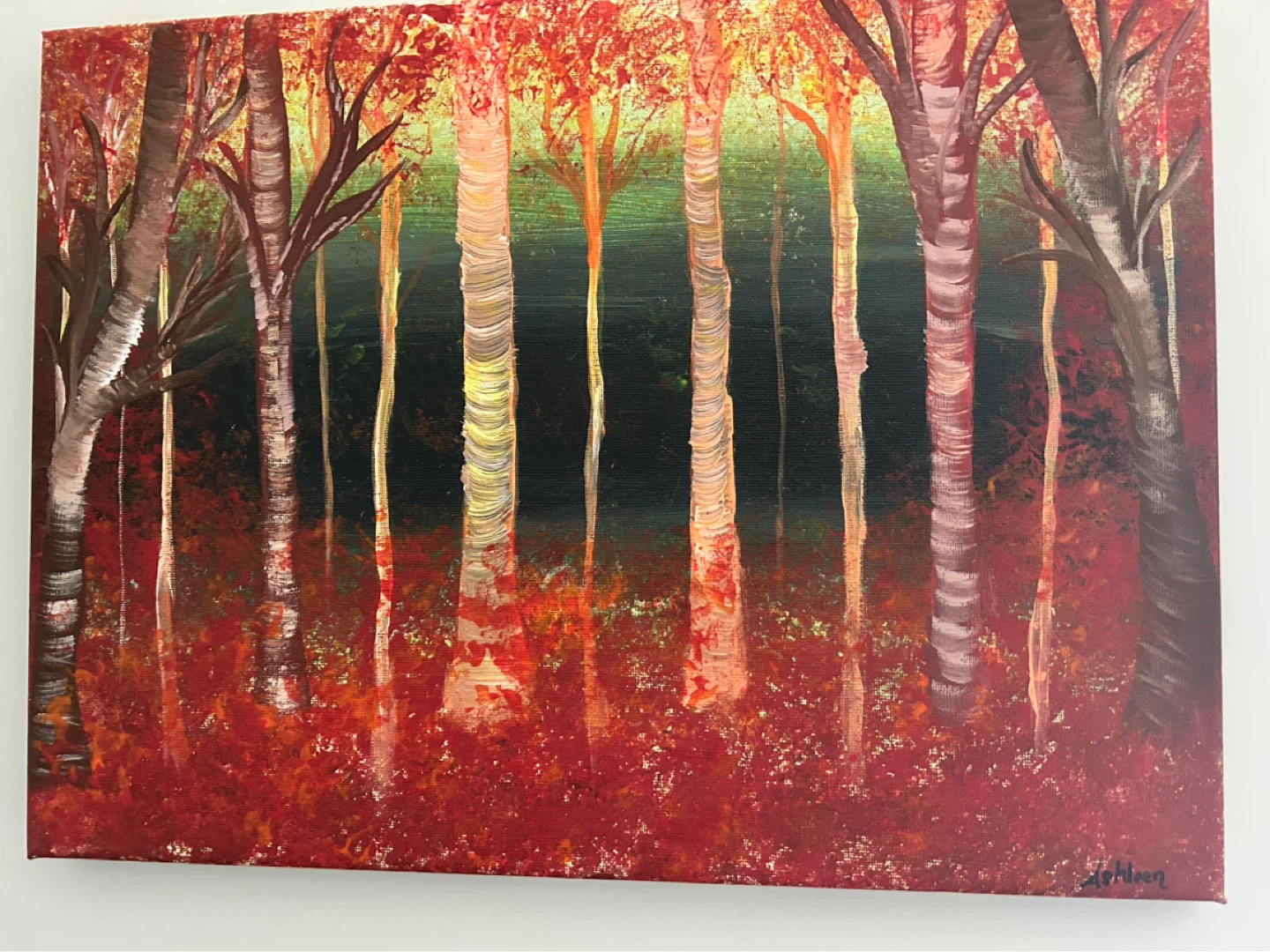 Autumn Forest Acrylic Painting 12x16 inches