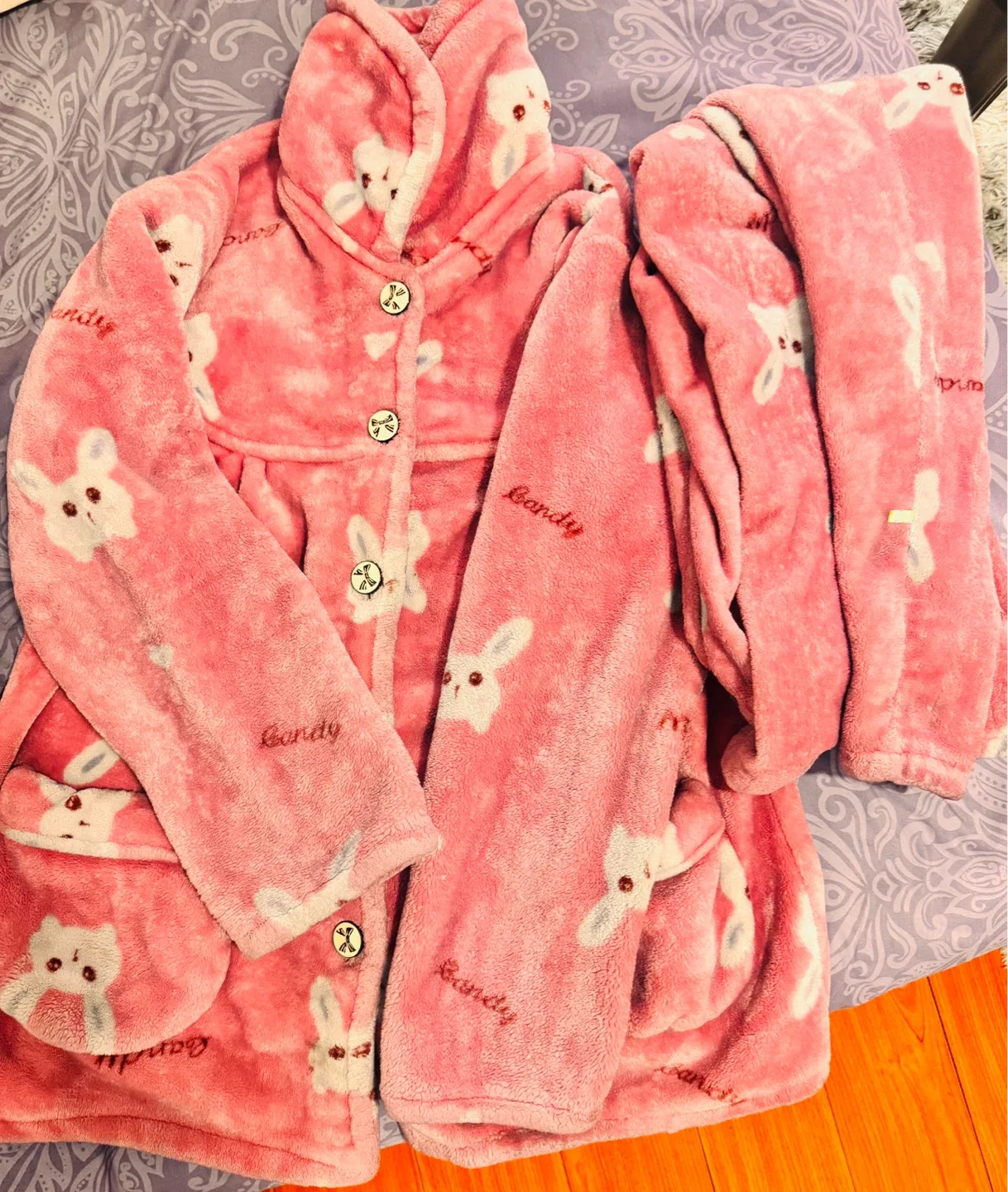 Pink Bunny Fluffy Pyjama Set