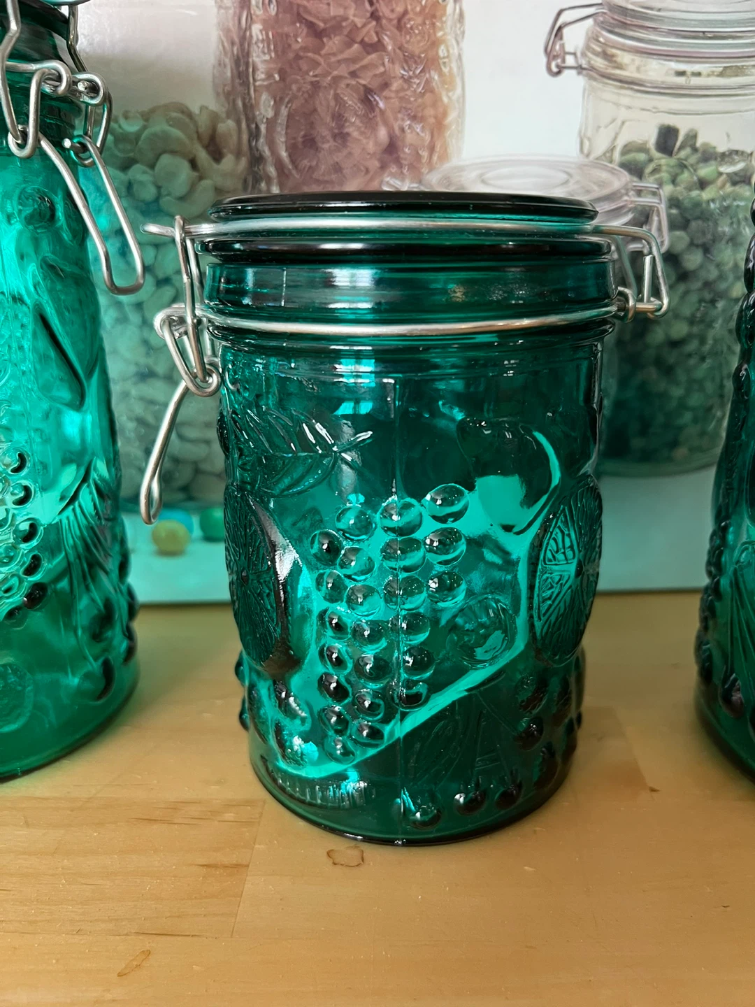 Vintage Green Glass Canister Set - photo 4