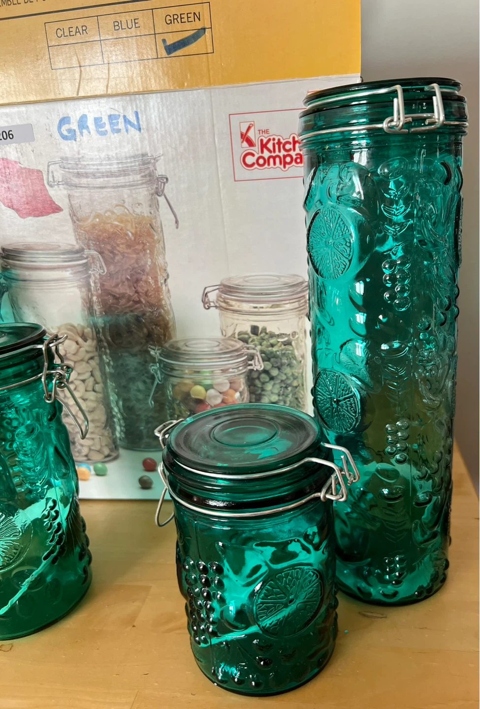Vintage Green Glass Canister Set - photo 3