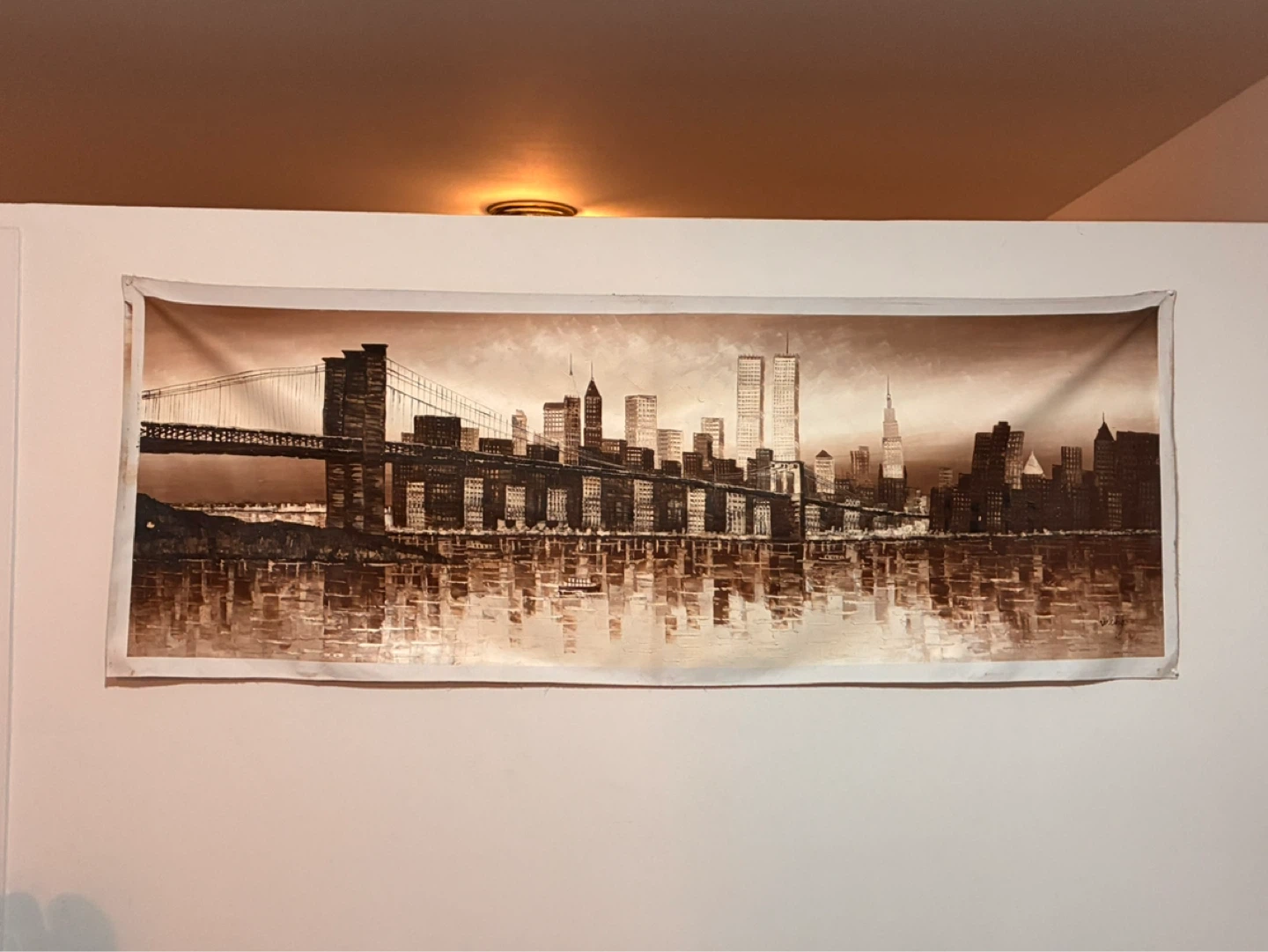 Vintage Canvas Painting of NYC Skyline - photo 2