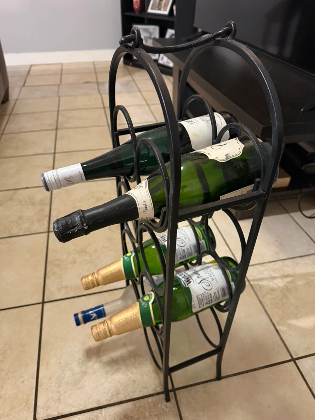 Black Metal 6-Bottle Wine Rack - photo 2