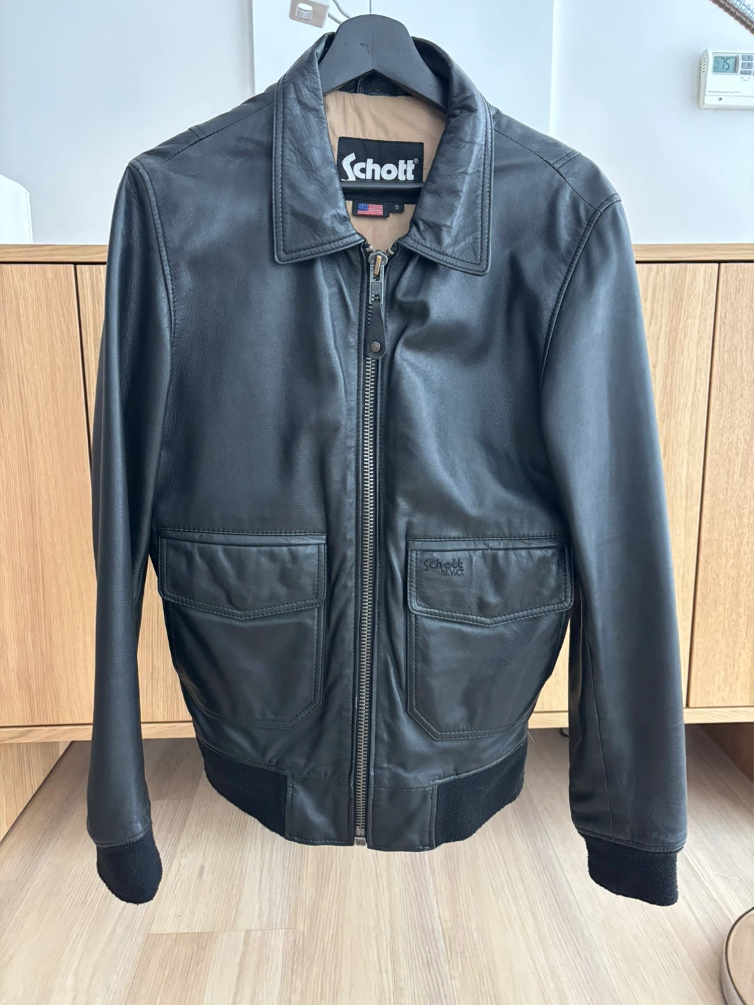 Schott leather jacket black Size S