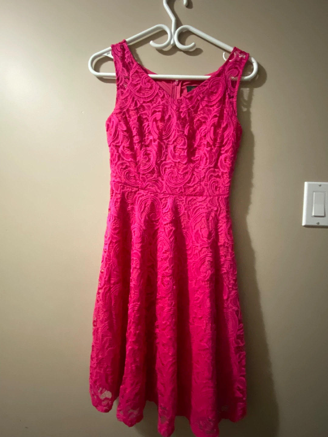 Hot Pink Lace Dress with Ribbon Belt - photo 2
