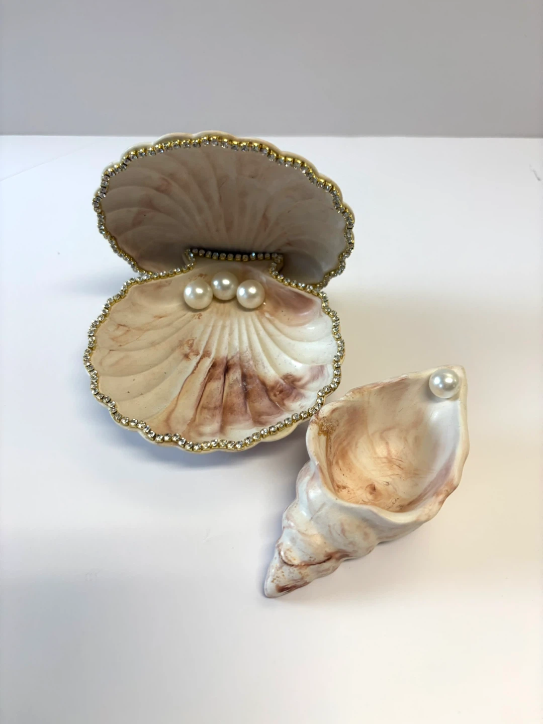 Handmade brown and gold marble coastal seashell trinket - photo 5