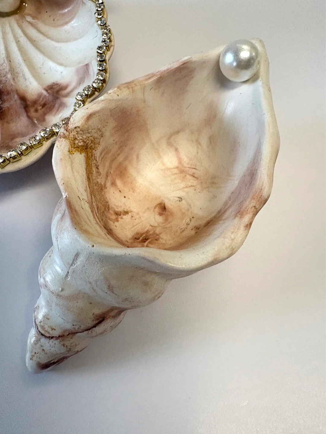Handmade brown and gold marble coastal seashell trinket - photo 4