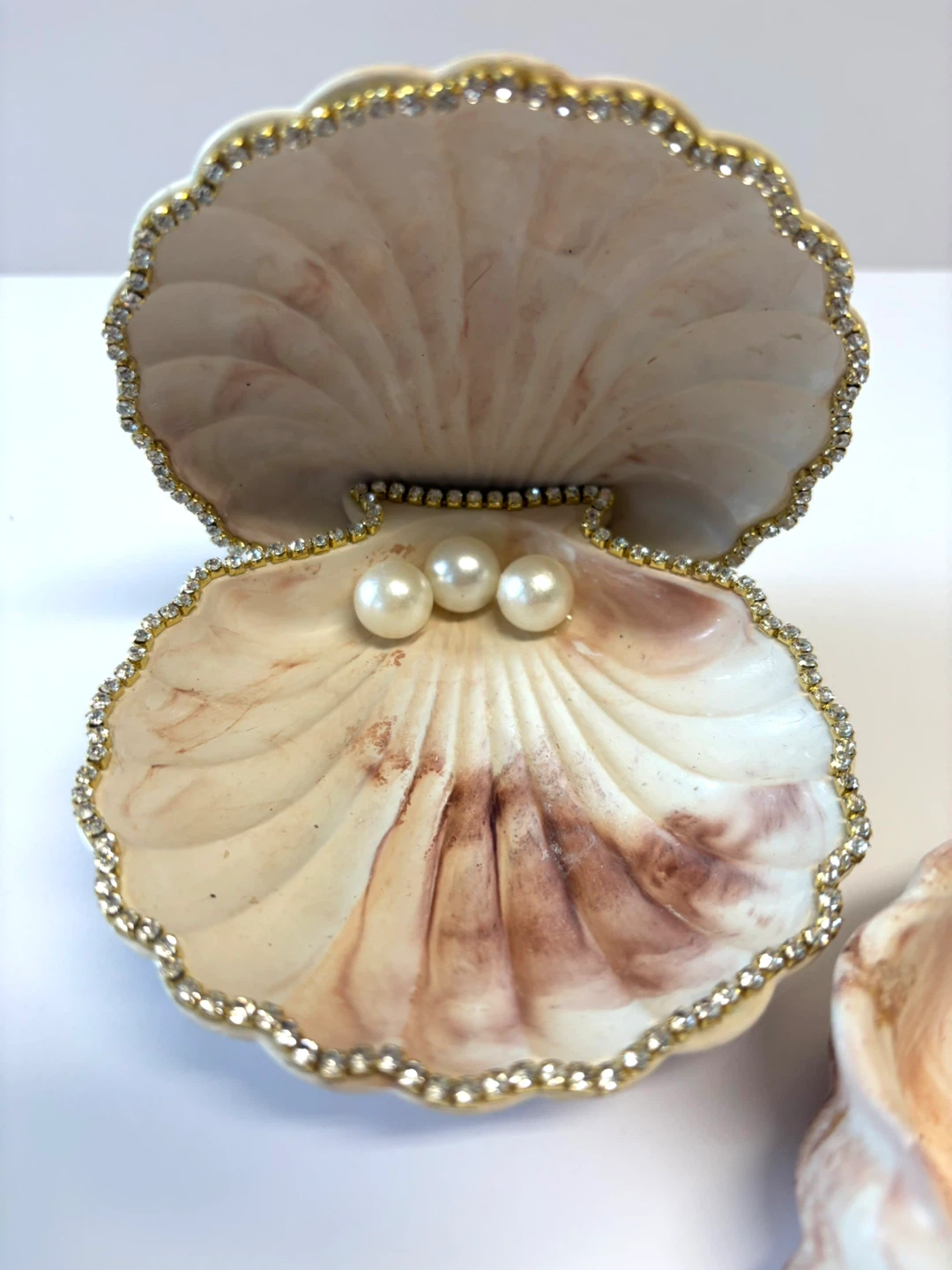 Handmade brown and gold marble coastal seashell trinket - photo 3
