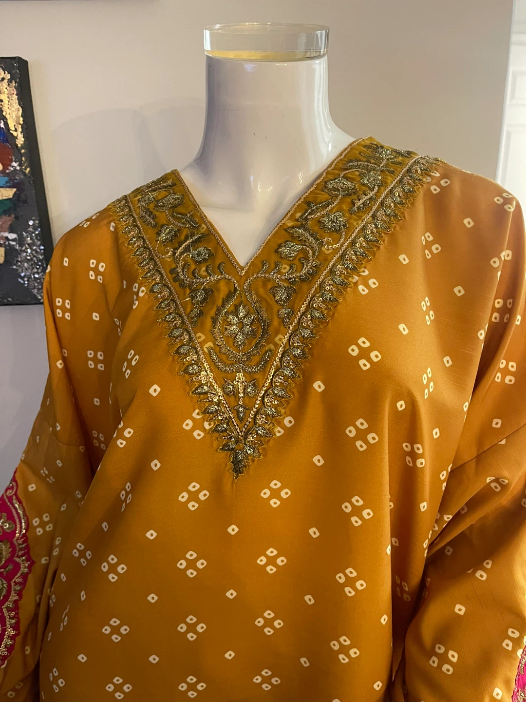 Women's Mustard Yellow Embroidered Kurti with Dupatta - photo 3