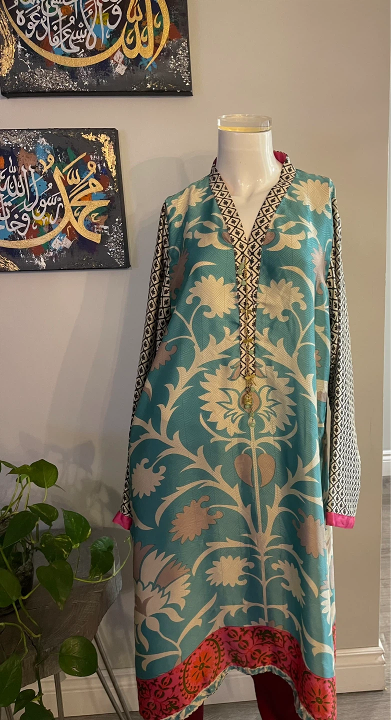 Teal Floral Print Tunic Shirt - photo 2