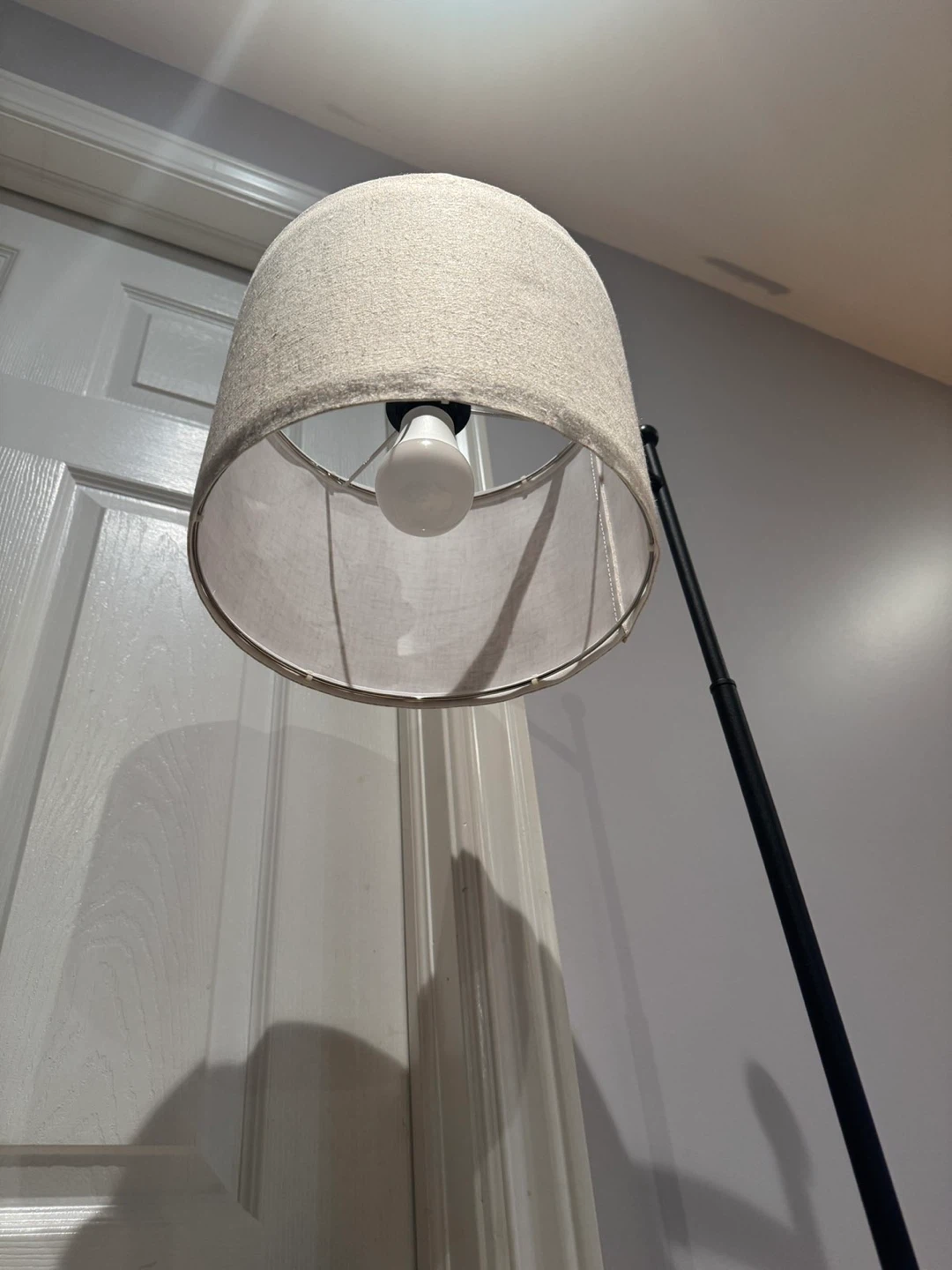 Black Arc Floor Lamp with Linen Shade - photo 2