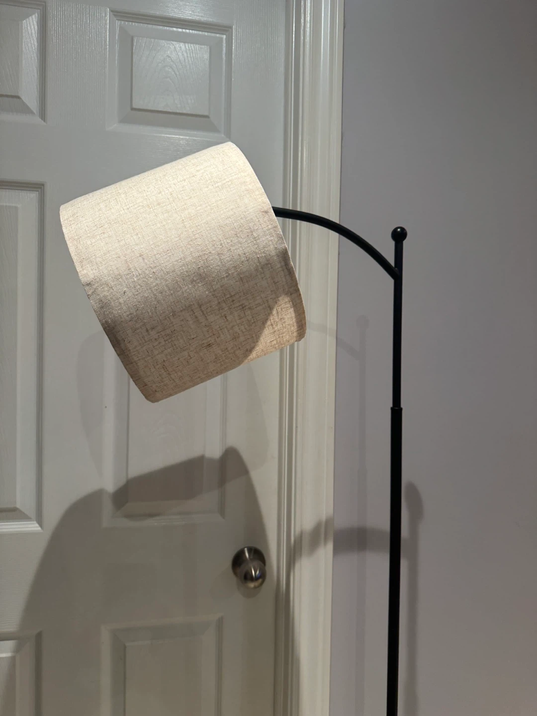 Black Arc Floor Lamp with Linen Shade - photo 5
