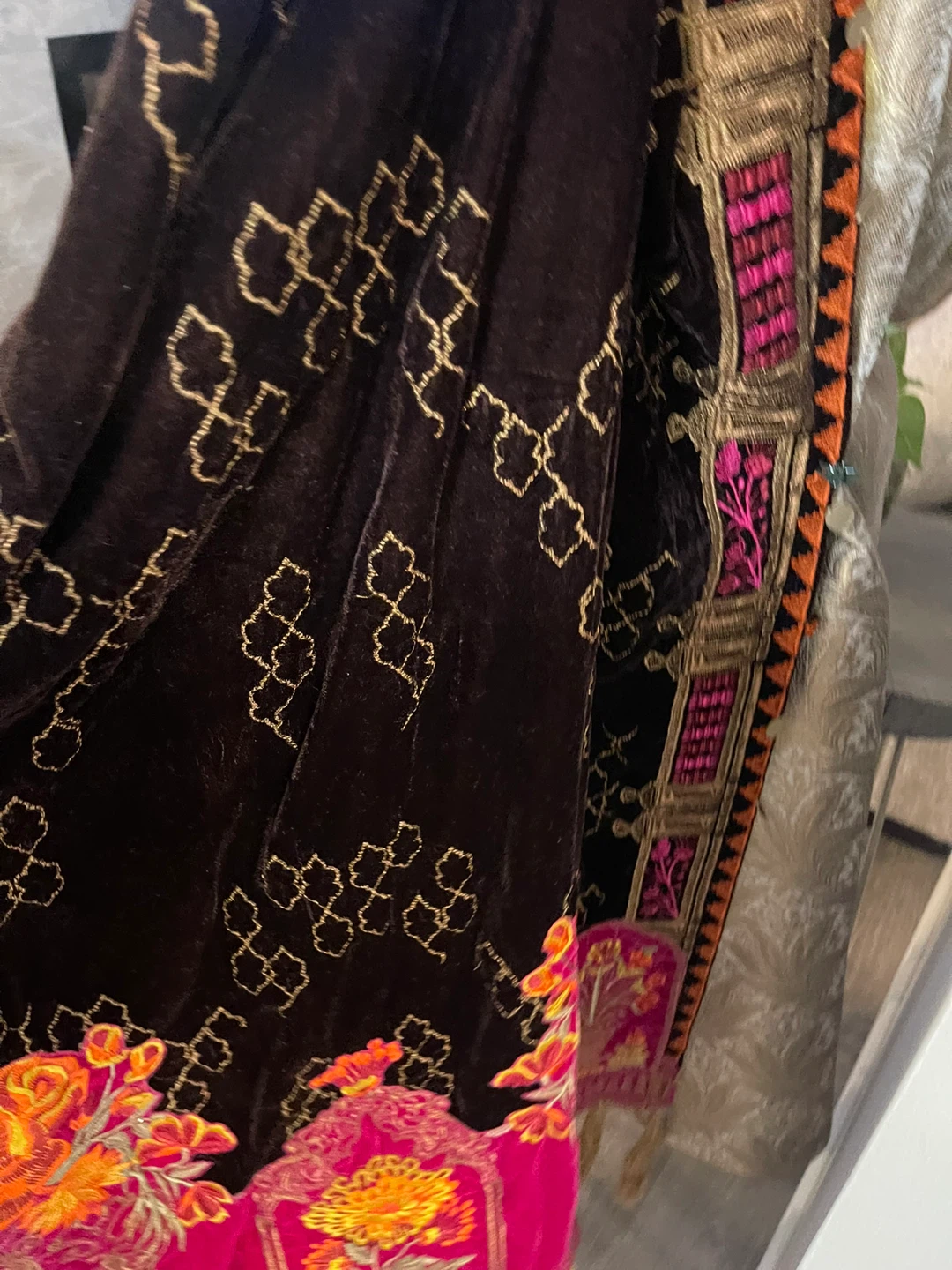 Embroidered Velvet Shawl