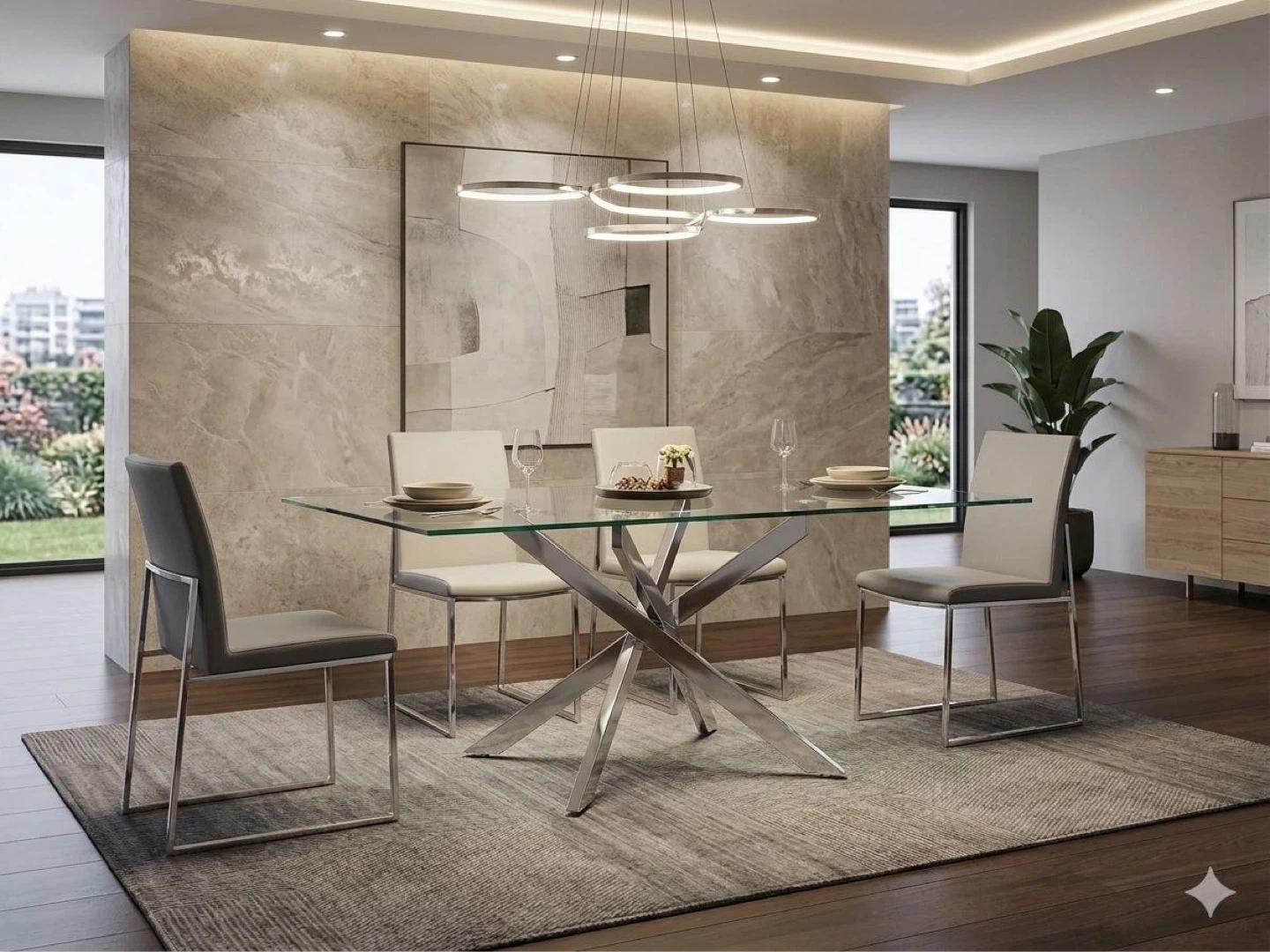 Glass and Chrome Dining Table - photo 2