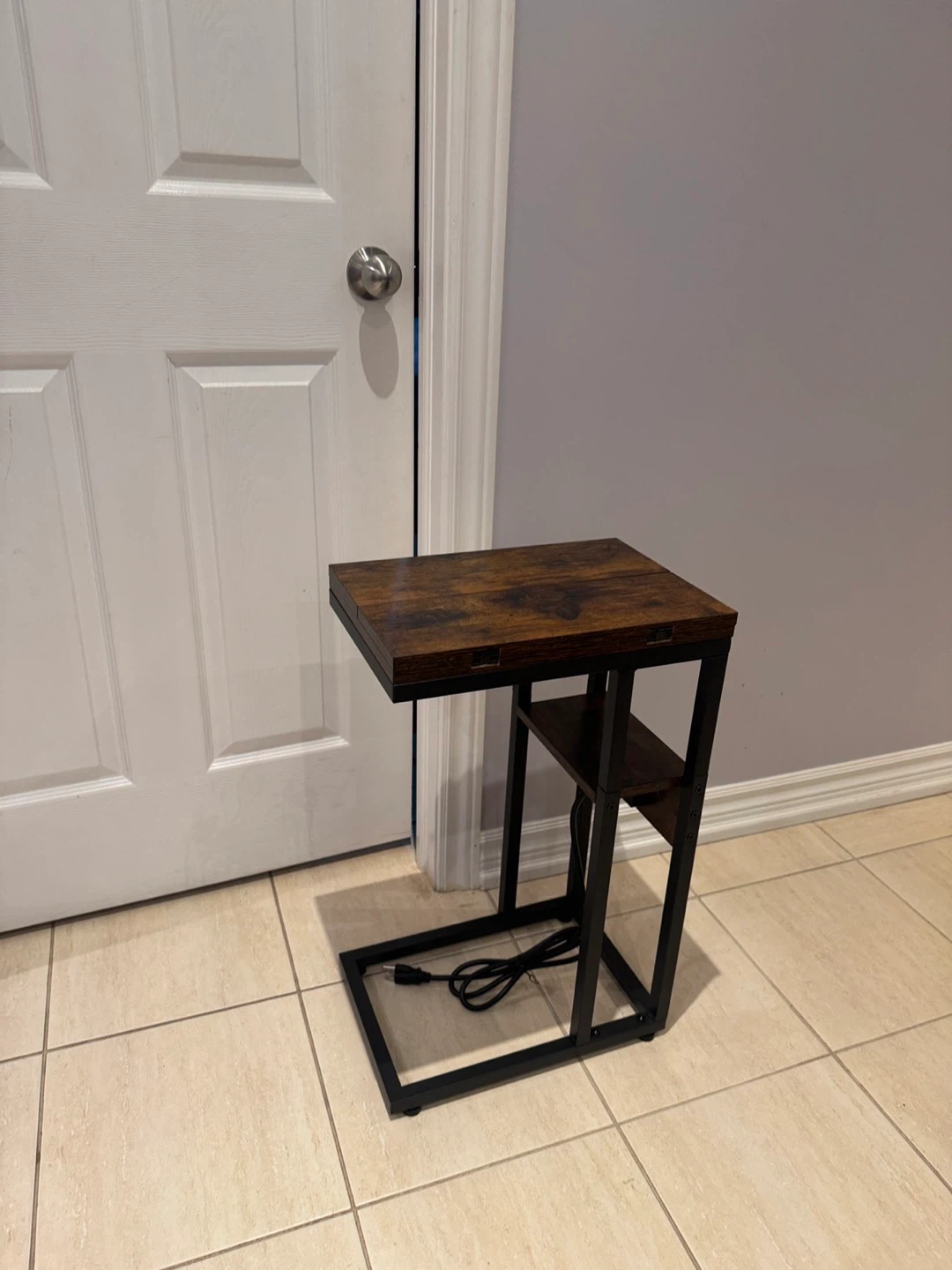 Adjustable C-Table with Built-in Outlet and USB