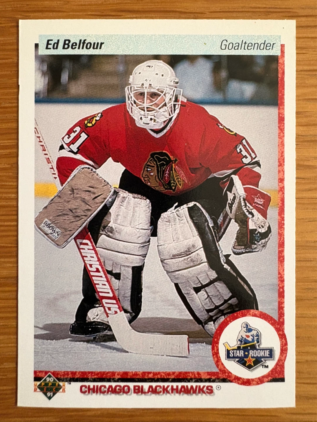 1991 Upper Deck Ed Belfour Chicago Blackhawks Hockey Card