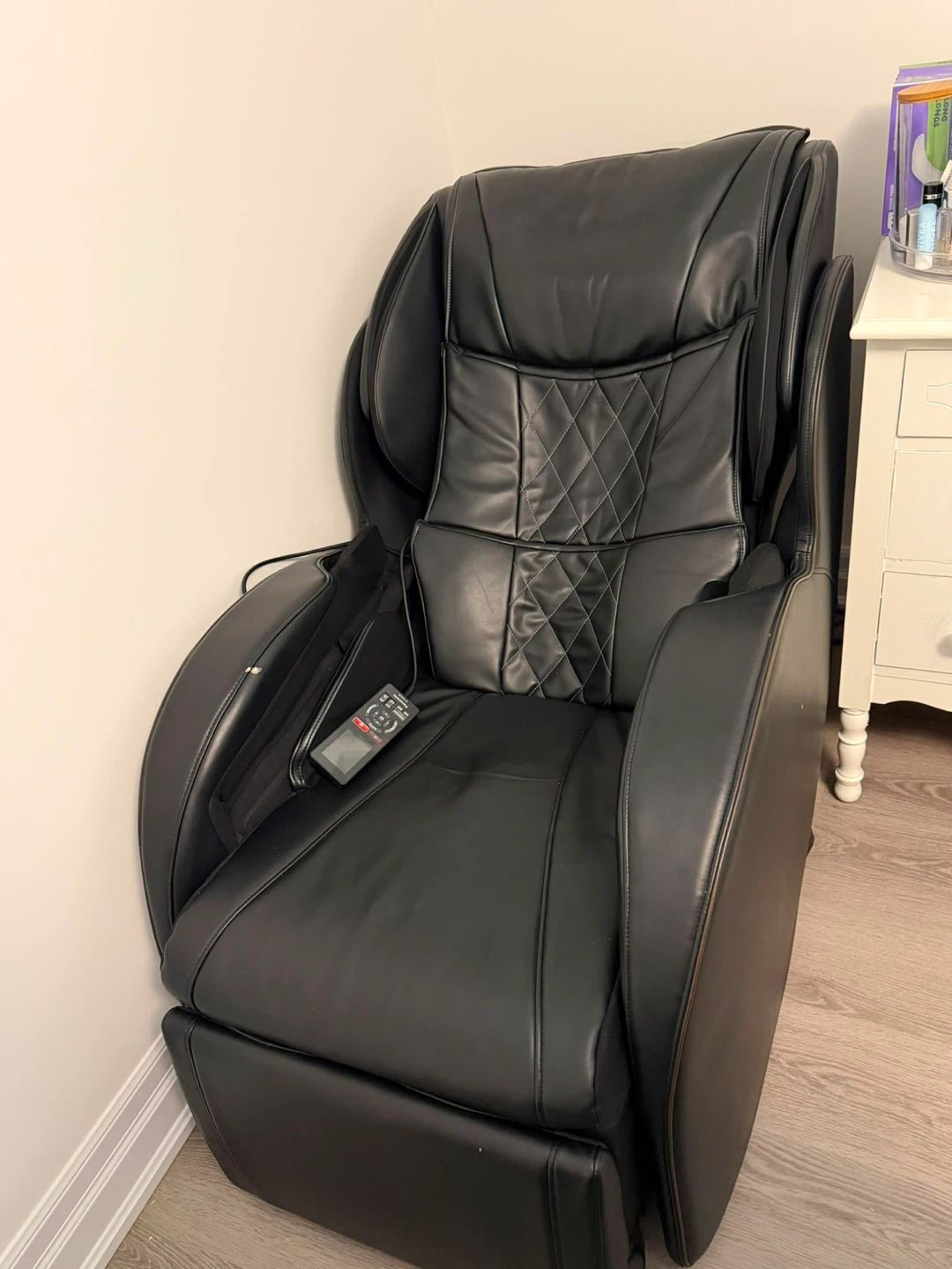 Black Leather Massage Chair with Remote - photo 2