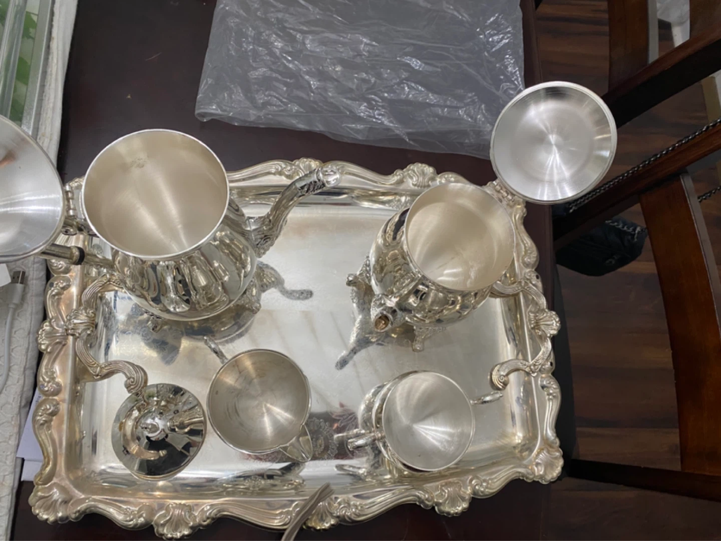 DAKO Silver-Plated 4 pc Coffee/Tea Set with Tray - photo 3