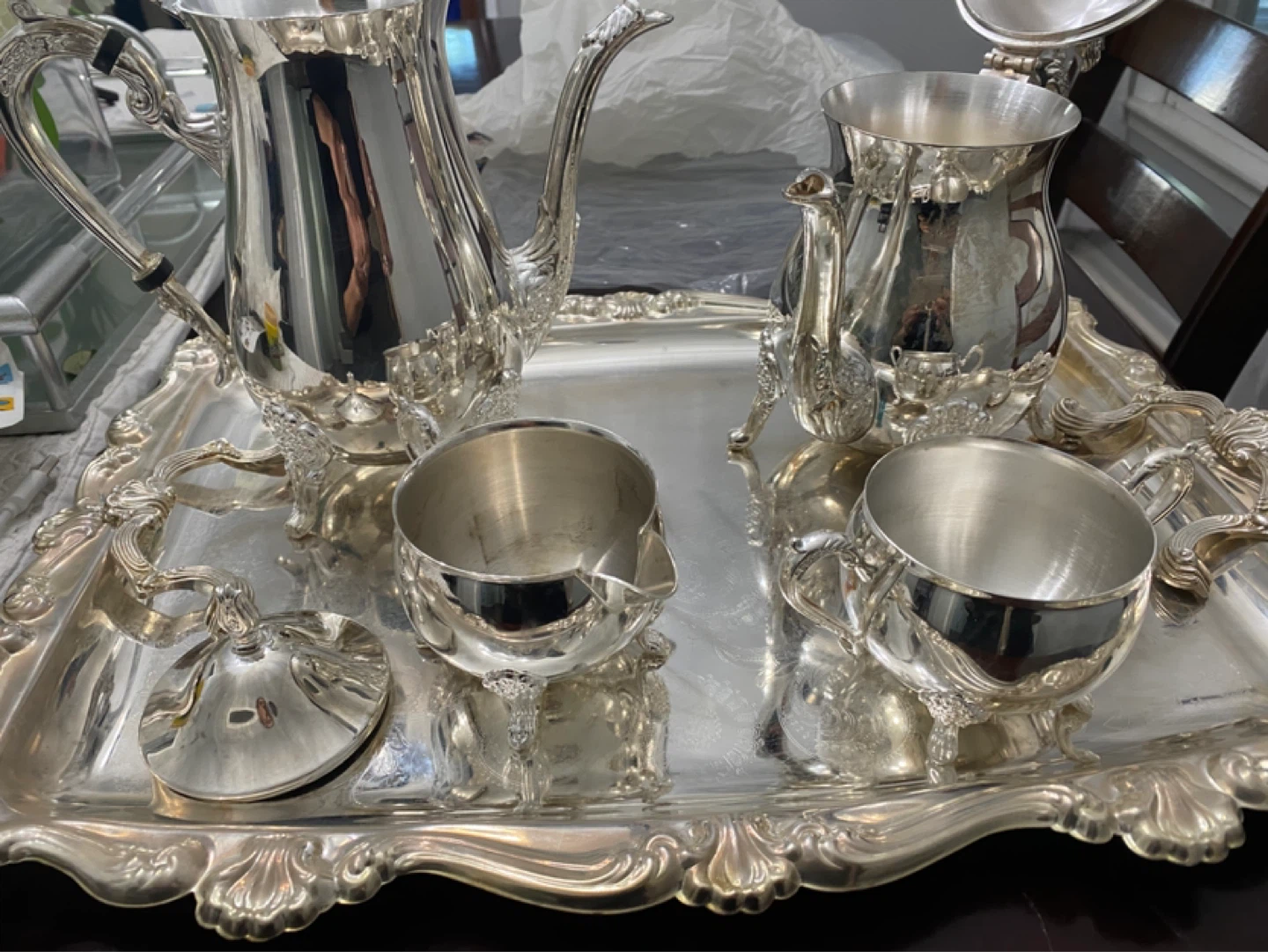 DAKO Silver-Plated 4 pc Coffee/Tea Set with Tray - photo 4