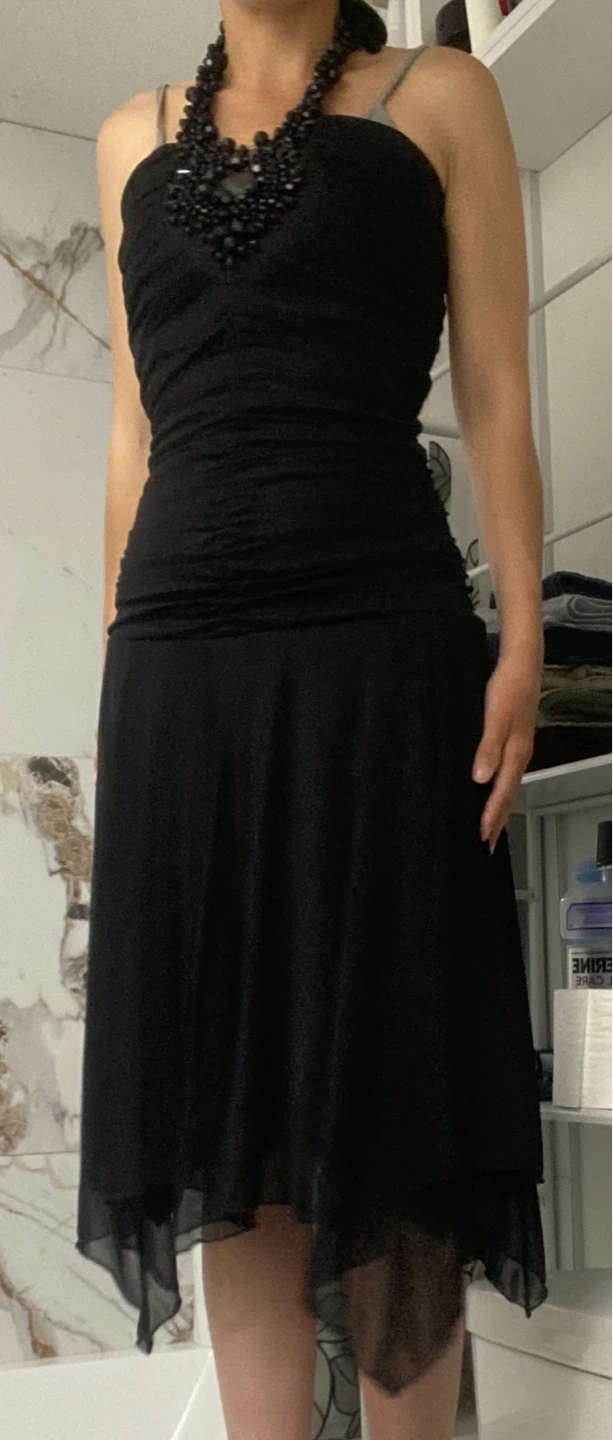 Black Halter Dress with Beaded Neckline - photo 3