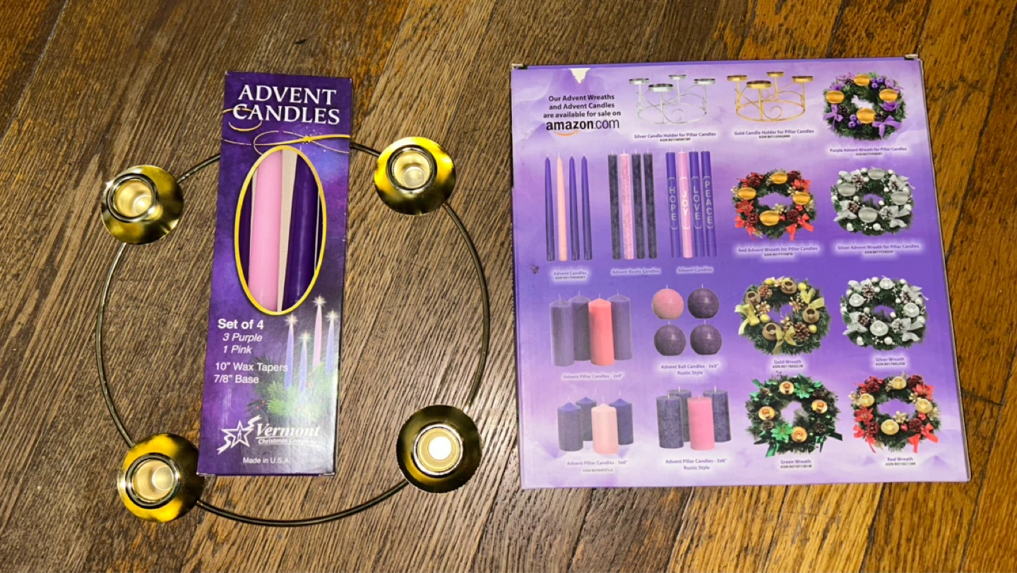 Metal Advent Candle Holder Ring & 4 Candles NEW in Box ⚽️ - photo 3