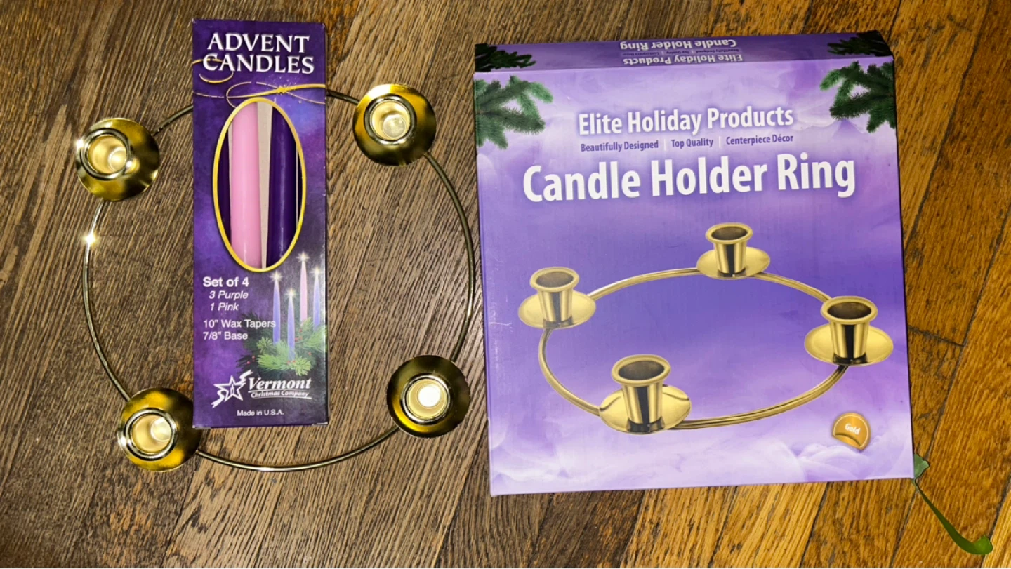 Metal Advent Candle Holder Ring & 4 Candles NEW in Box ⚽️ - photo 2