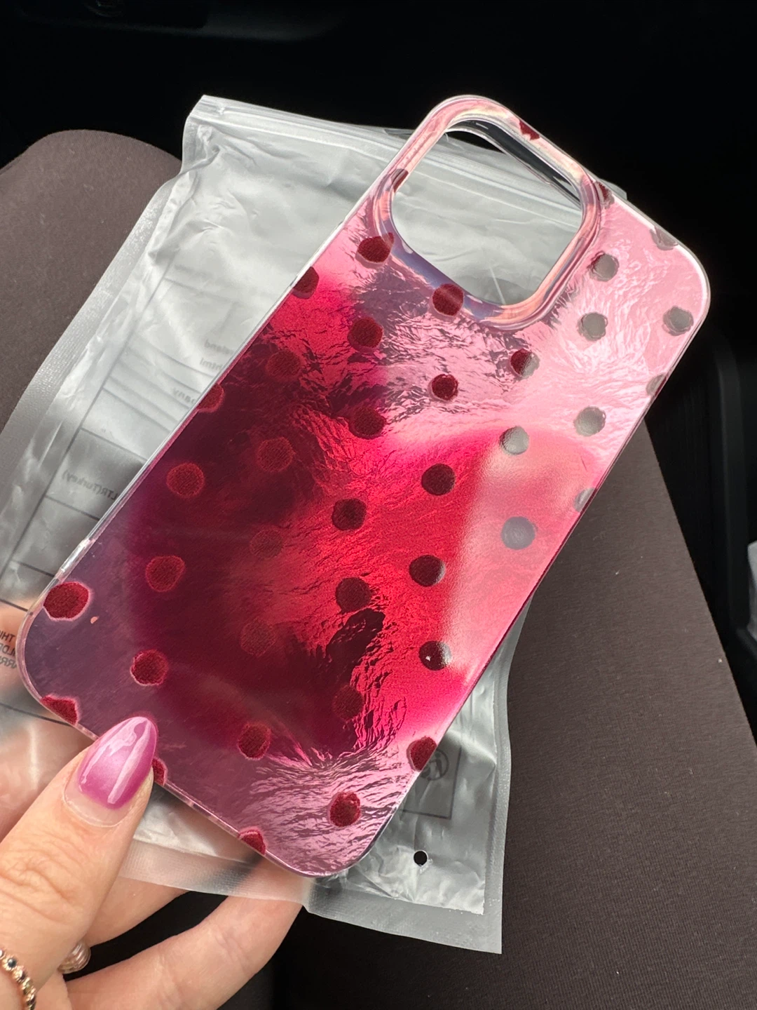 Pink Polka Dot Phone Case 14 pro max ⚽️