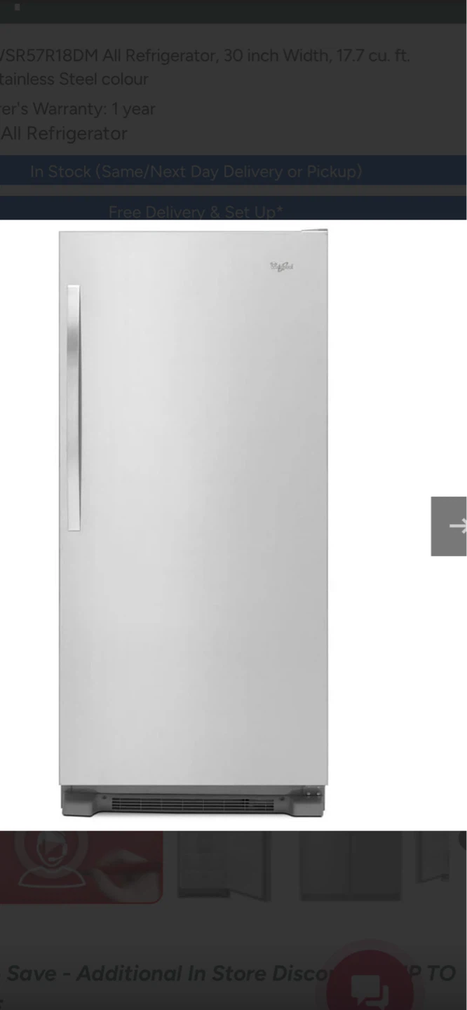New Whirlpool WSR57R18DM All Refrigerator - photo 3