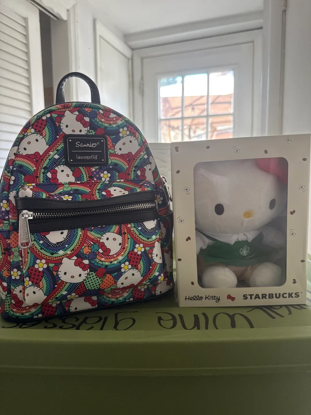 Loungefly Hello Kitty Rainbow Backpack & Starbucks Plush Set