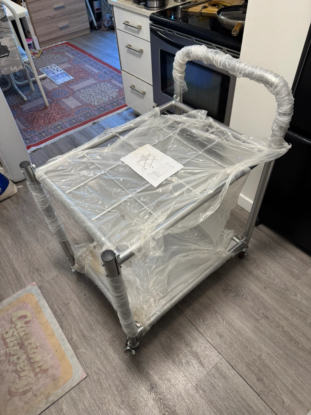 2-Tier Metal Utility Cart with Wheels