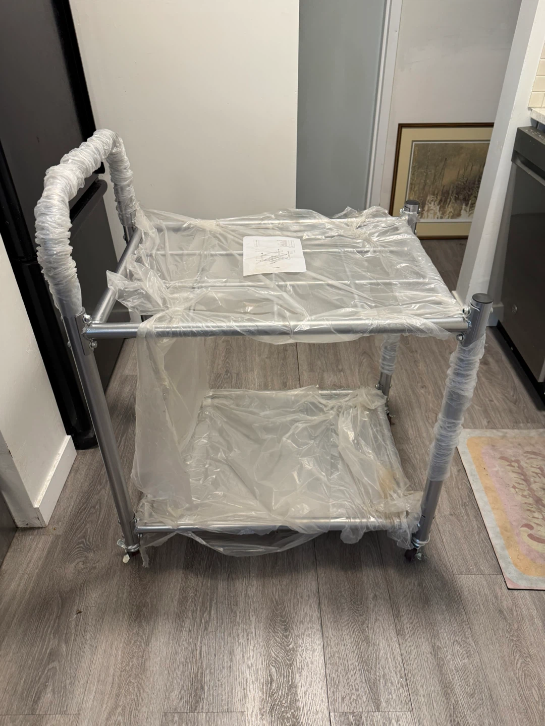 2-Tier Metal Utility Cart with Wheels - photo 4