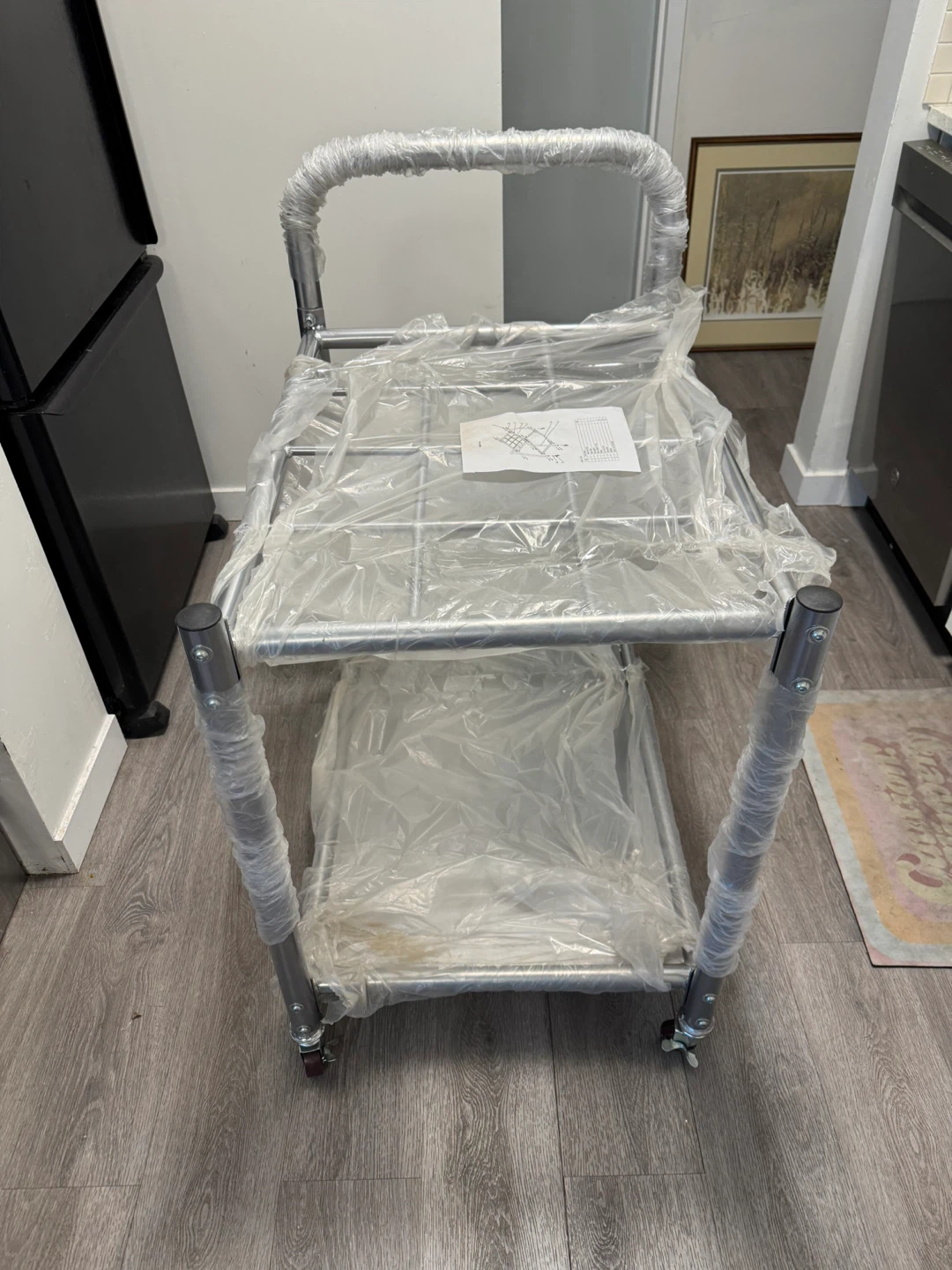2-Tier Metal Utility Cart with Wheels - photo 5