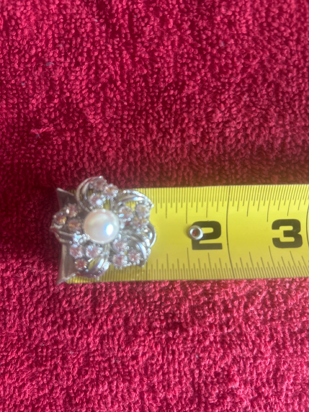 Flower Brooch with Pearl and Rhinestones - photo 2