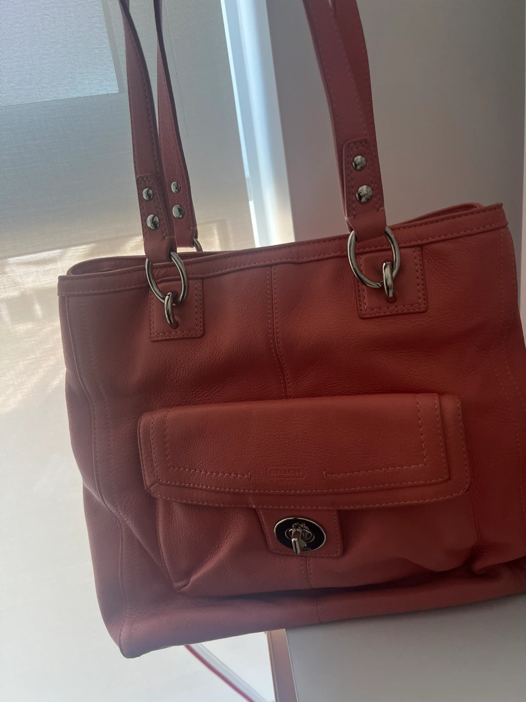Coach Coral Leather Tote Handbag