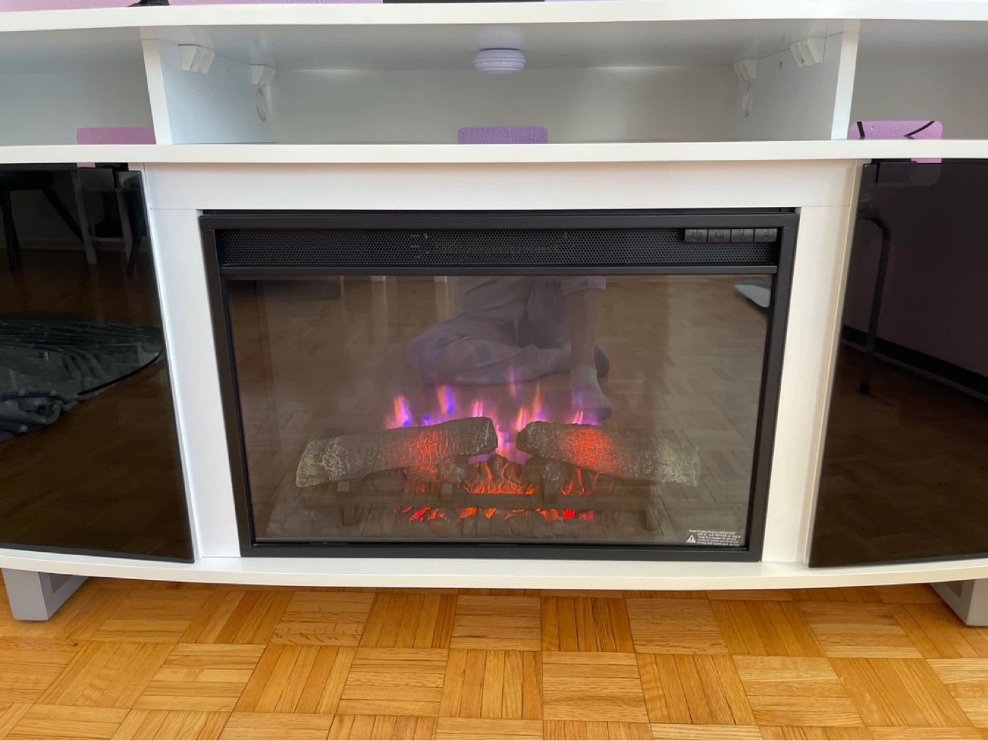 White Entertainment Unit with Electric Fireplace - photo 4