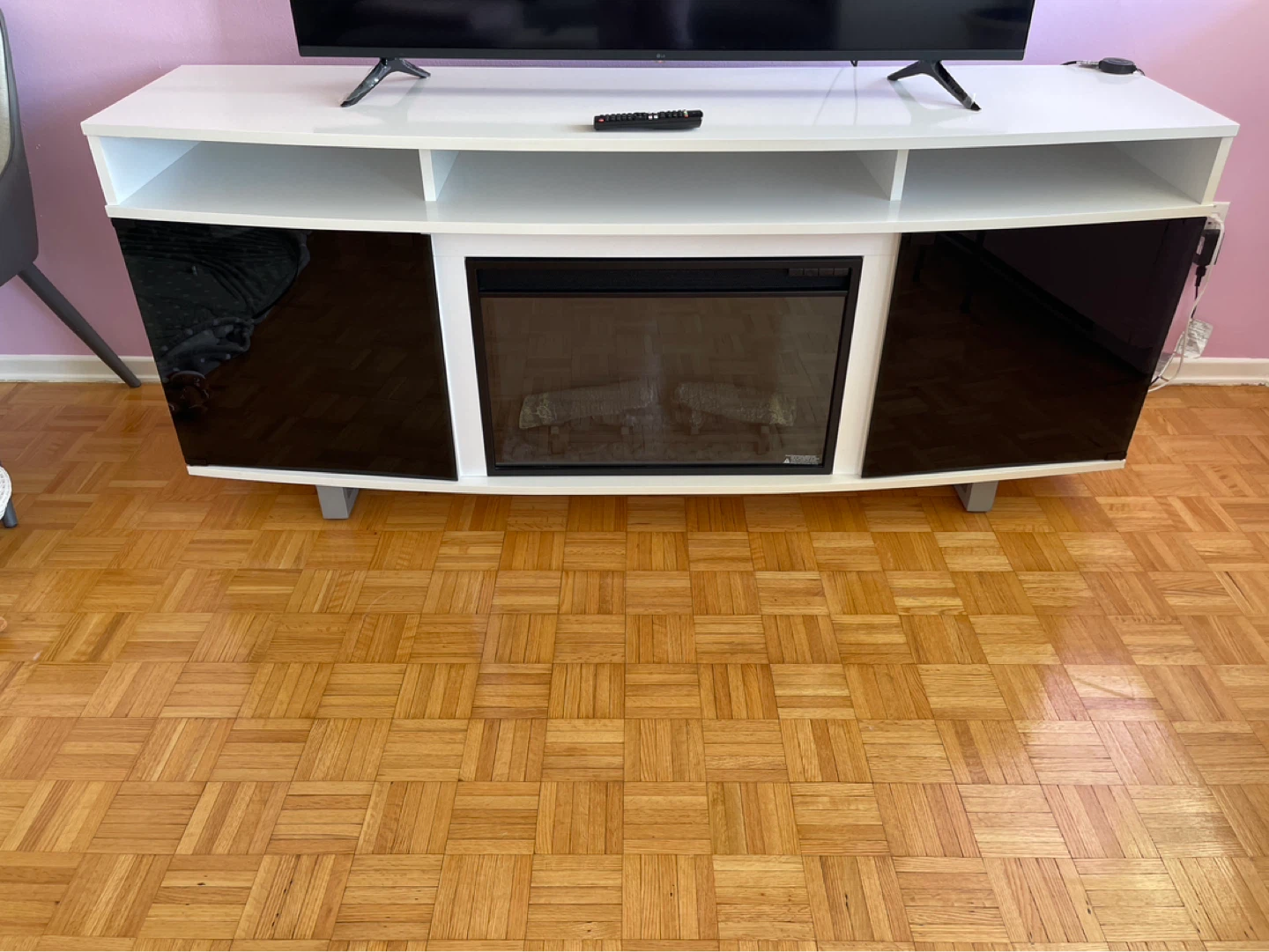 White Entertainment Unit with Electric Fireplace - photo 3
