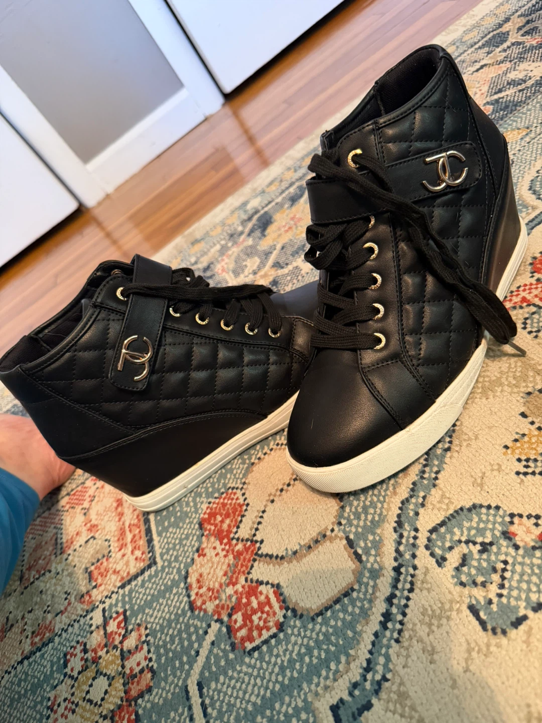 Juicy Couture Black Quilted Wedge Sneakers - photo 2