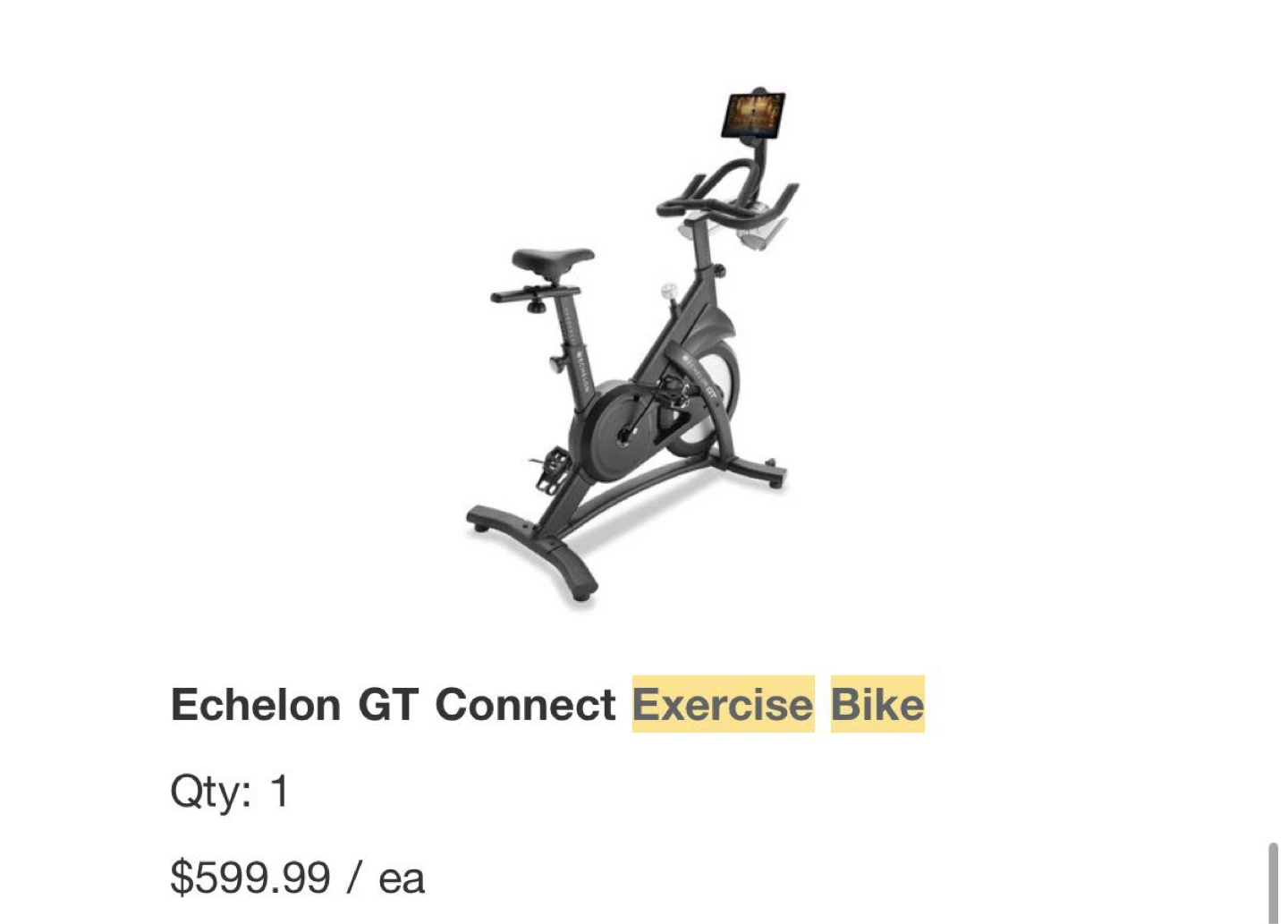 Stationary bike echelon gt