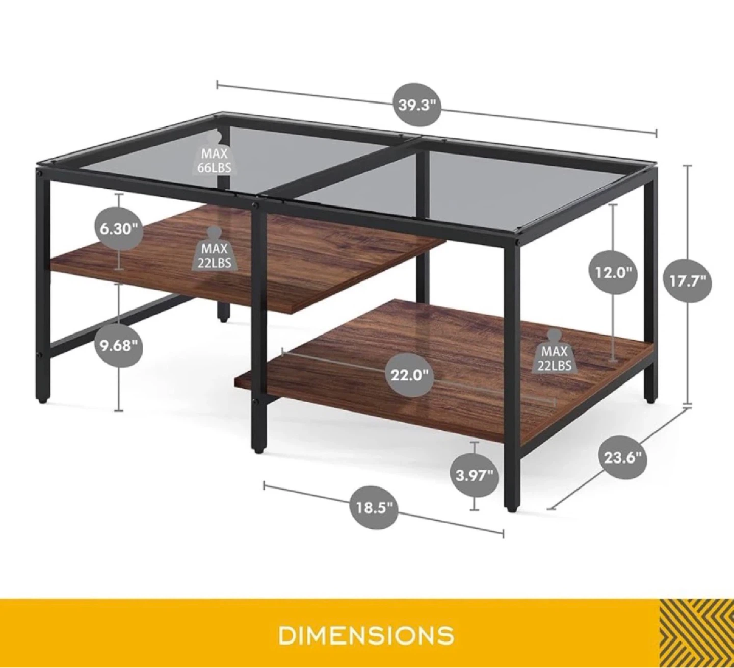 RETAIL $200 |  HOMOOI Glass Coffee Table - photo 3