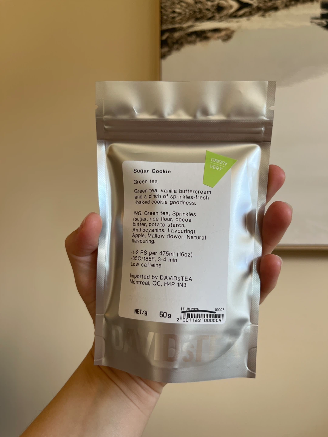 SEALED DAVIDSTEA Sugar Cookie Green Tea 50g