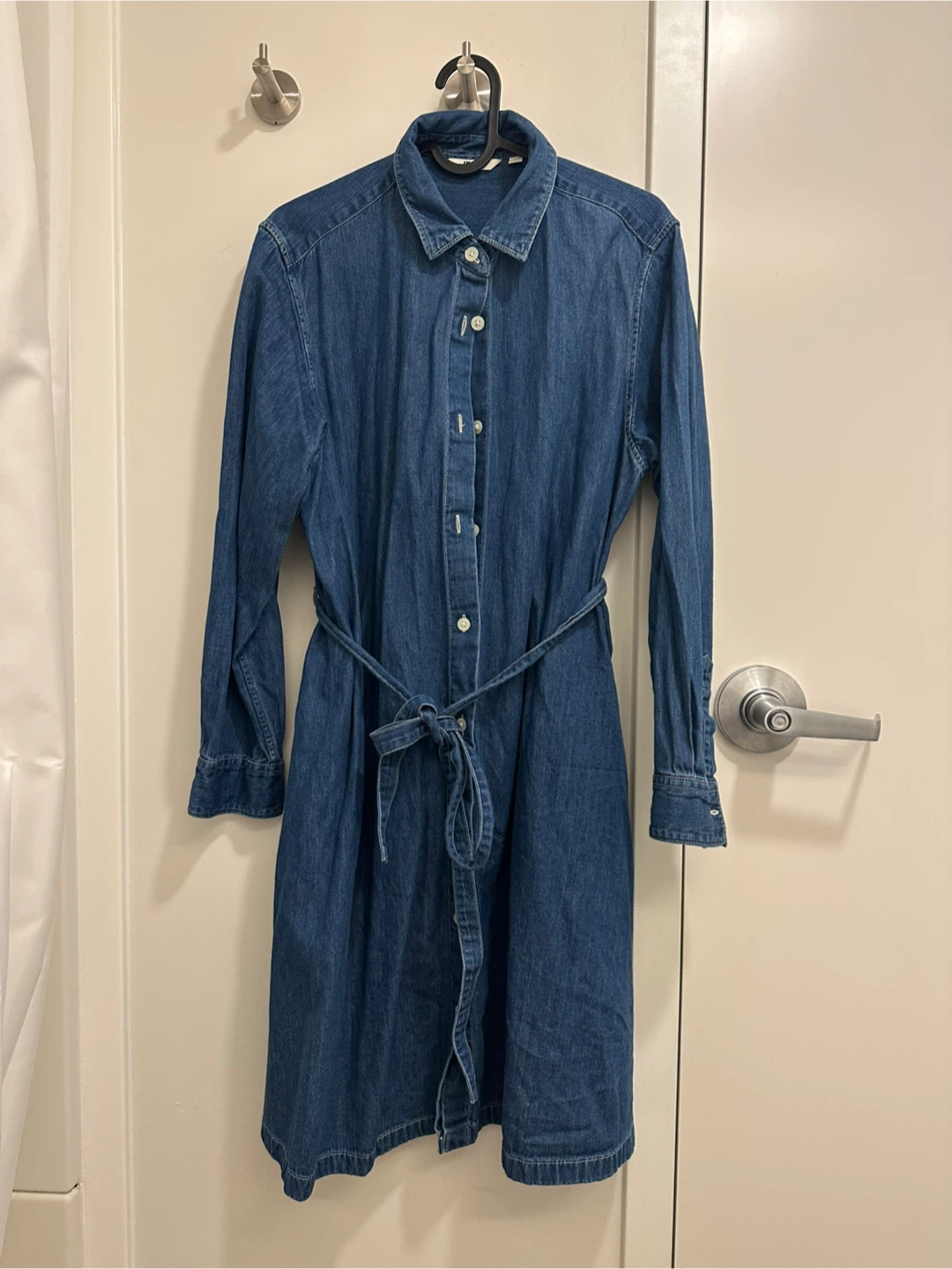 Uniqlo Denim A-Line Long Sleeve Shirt Dress - photo 2