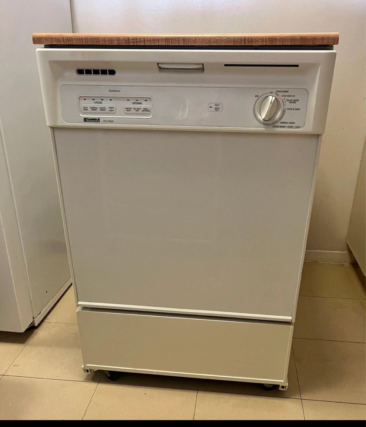 24 Inch Kenmore Portable Dishwasher with Wooden Counter Top