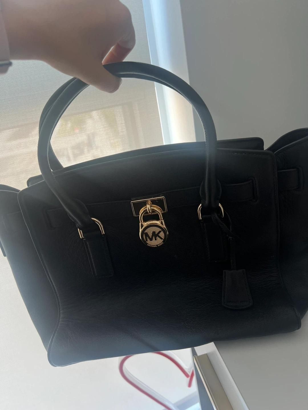 Michael Kors Black Leather Satchel Handbag