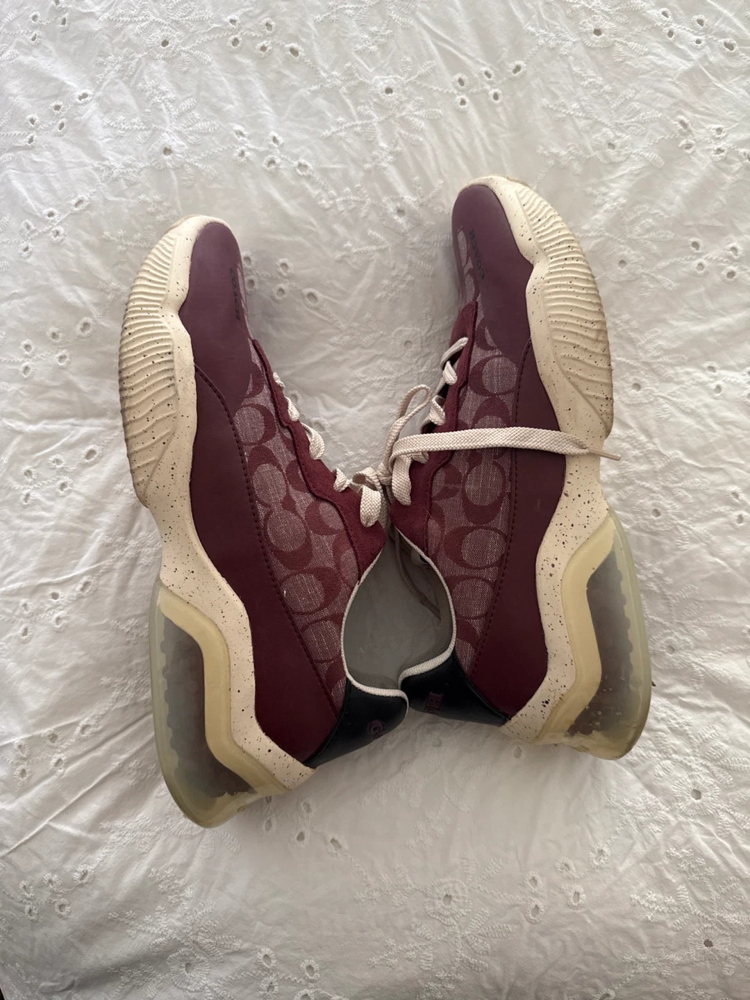 Coach Burgundy & Beige Signature Sneakers - photo 3