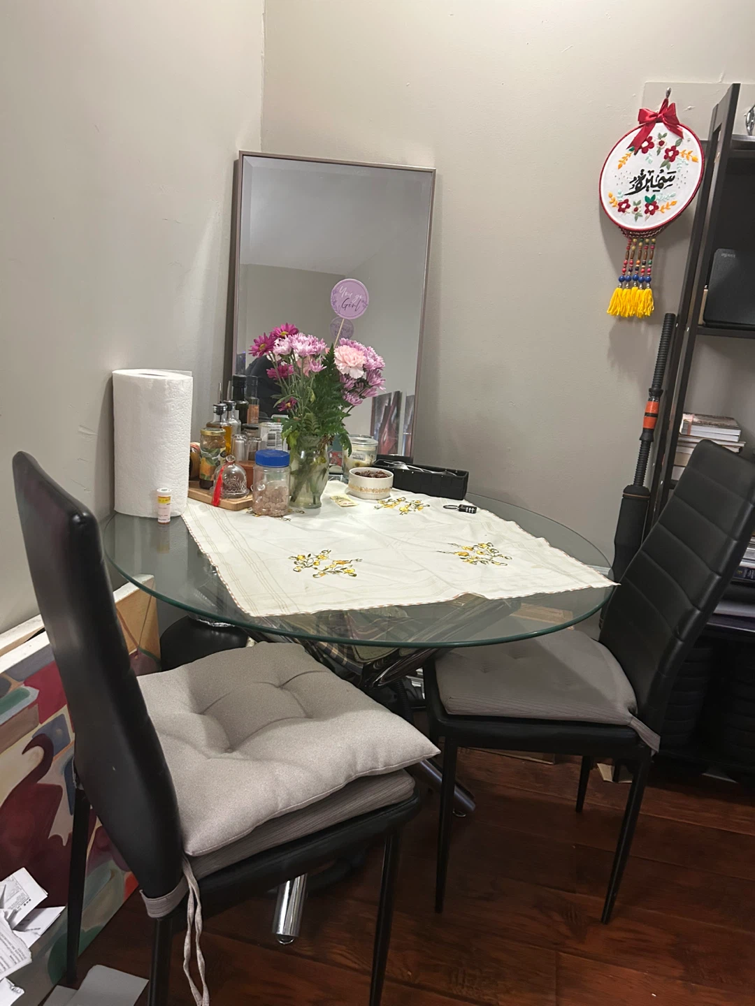Glass top dining table with 2 chairs - photo 2