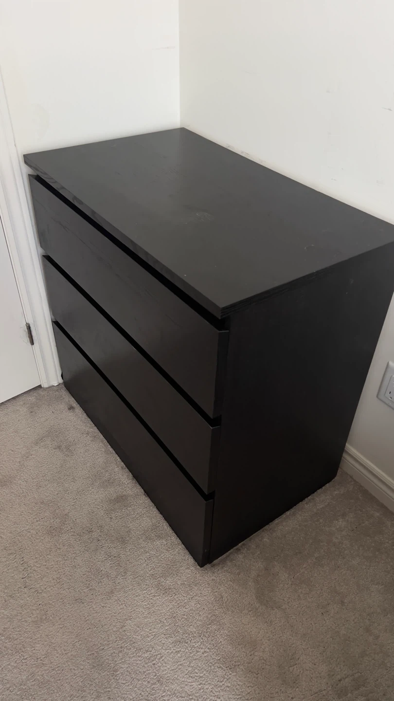 Dark Brown 3-Drawer Dresser - photo 2